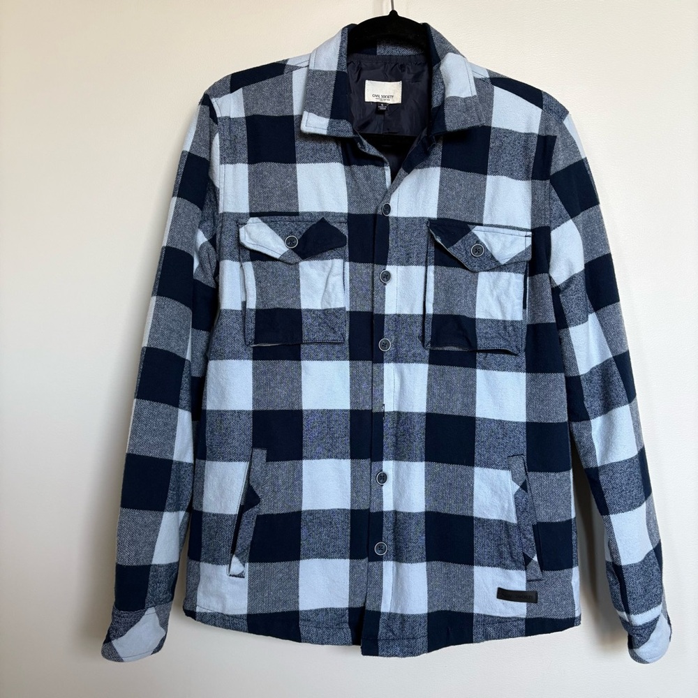 Civil Society Blue Buffalo Check Cotton Shirt Jacket Unisex Size S